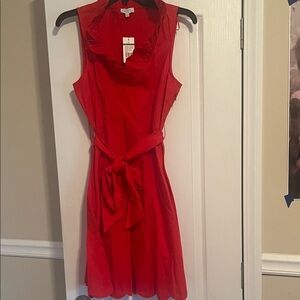Crown and Ivy Vibrant Red Ruffled sleeveless Dress